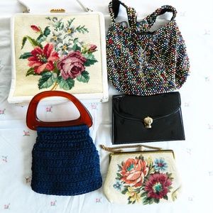 Vintage 50s Lot of 5 Purses Bags Rockabilly Pinup